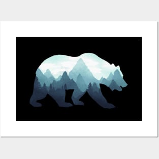 Dramabite Bear Double Exposure Grizzly Surreal Wildlife Animal Posters and Art